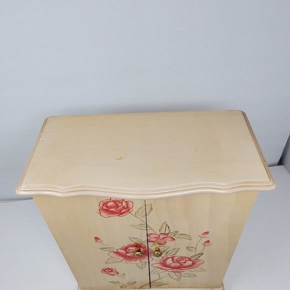 Wooden Floral lacquered open front jewelry box in good used condition - Picture 9 of 9